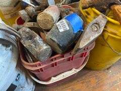 Tool lot including: hammers, mallet, monkey wrench, misc
