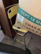 Vintage yellow kitchen step stool and metal stool