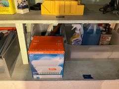 Ryobi sander, miter box, painting supplies, household products, misc
