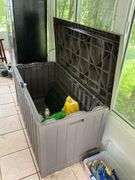 Plastic storage chest and contents 49in long