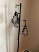 3-lite floor lamp w/ wire cage shades