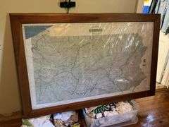 Higbee's Stream Map of PA, framed 62x39.5