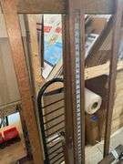 Wooden painter's easel, folding luggage rack, rail