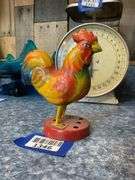 Litho tin rooster from top of crowing toy
