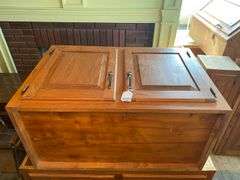 Oak finish base and top cabinets 36x18x24, 43x24x34.5, (2) 60x12x42, 18x12x42, 14x12x42, 30x12x36, 23.5x23.5x42, 54x24x35 - no contents