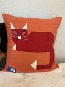 Crazy quilt cat pillow, and cat patchwork throw pillow