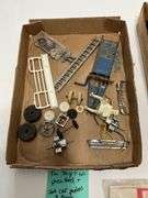Vintage tin and pressed steel toy parts, slot car motors