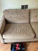 Tan upholstered sofa 78in long
