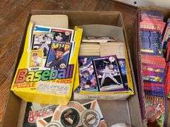 Head to Head electric baseball game, 1989 baseball cards, 1993 Archives basketball cards set, baseballs, misc collectibles