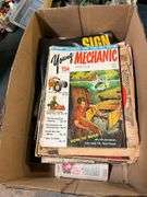 Vintage magazines and ephermera: JFK Memorial magazine, 1960 almanac, advertising calendars, railroad calendars