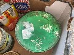 Safety gas can and vintage advertising tins, misc