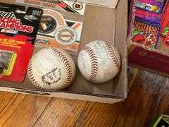 Head to Head electric baseball game, 1989 baseball cards, 1993 Archives basketball cards set, baseballs, misc collectibles