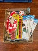 Gas station advertising, bumper stickers, souvenir desk calendar, Sting and The Police stickers in packages
