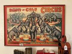 Clyde Beaty-Cole Bros Circus poster, framed 43 in x 29 in