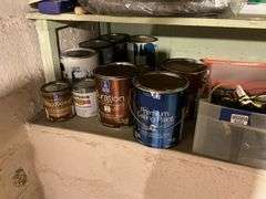 Ryobi sander, miter box, painting supplies, household products, misc