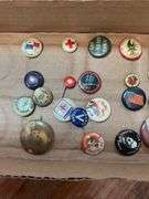 Early pinback buttons including: Presidential, War, Chambersburg Chatauqua