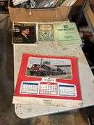 Vintage magazines and ephermera: JFK Memorial magazine, 1960 almanac, advertising calendars, railroad calendars