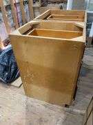 Two oak base cabinets 27x24x35 and 18x24x35