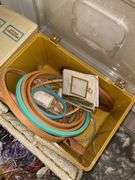 Sewing basket and box w/ embroidery supply contents