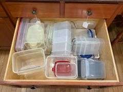 Contents of drawer: plasticware
