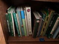 Bookcase and book contents: cookbooks, gardening, misc 28x12x28