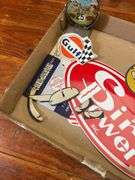Gas station advertising, bumper stickers, souvenir desk calendar, Sting and The Police stickers in packages