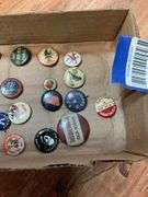 Early pinback buttons including: Presidential, War, Chambersburg Chatauqua