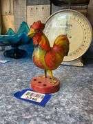 Litho tin rooster from top of crowing toy