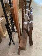 Wooden painter's easel, folding luggage rack, rail