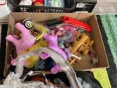 Play costumes, Crayons, troll doll, My Little Ponys, misc toys