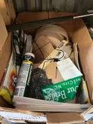 Contents of shelf: drywall supplies, buffer, plasticware