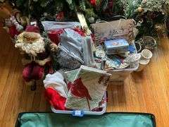 Christmas wreaths  and decor, Santa figure, gift wrap
