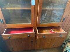 Handcrafted beadboard corner cupboard 59x29x82