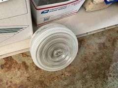 Ventilation fan/light fixture in box, and glass light shades
