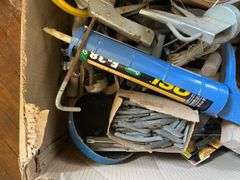 Plane, caulking guns, trowels, hand pump, misc