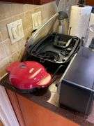 Elite Gourmet toaster oven, Cuisinart food processor, Dash grill, electric skillet, hot pot, paper towels