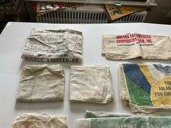 Vintage printed cloth advertising sacks