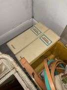 Sewing basket and box w/ embroidery supply contents