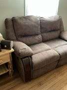 Recliner loveseat w/ exposed wood trim