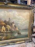 G. Closson painting, romantic landscape, framed 43x31