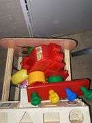 Vintage doll cradle and toys lot