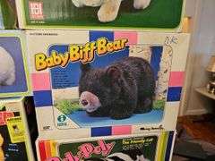 Wind-up and battery op toys in boxes including: Mother Goose, dog, pig, bears, calf