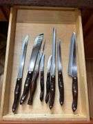 Contents of drawer: Cutco kitchen knives and carving fork