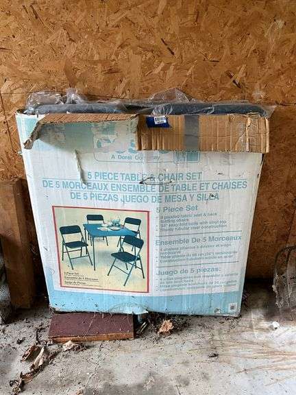 Card table and folding chair set in box