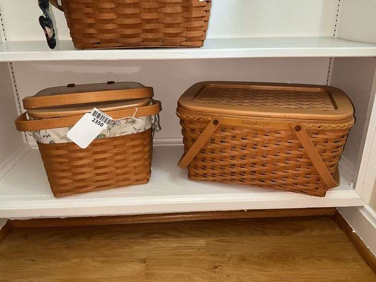 Contents of shelf: two Longaberger baskets