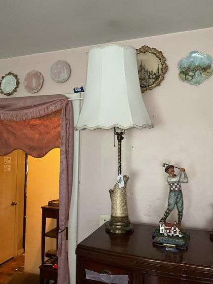 Royal Worcester porcelain pitcher mounted as table lamp, w/ fabric shade