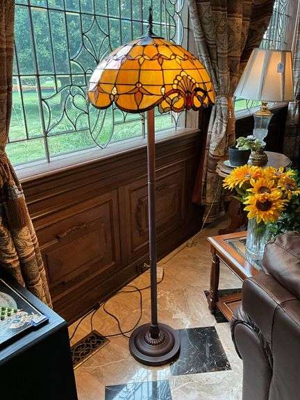 Leaded glass floor lamp 66in high