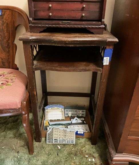 Vintage telephone stand - no contents - finish shows wear 8x15x29
