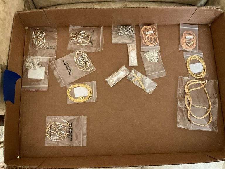 Costume jewelry: chains, necklaces, cross pendant