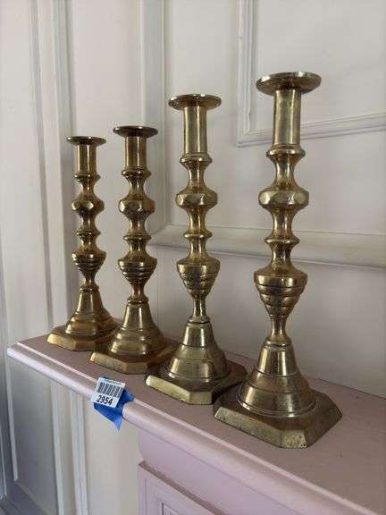 Two pair brass candlesticks
